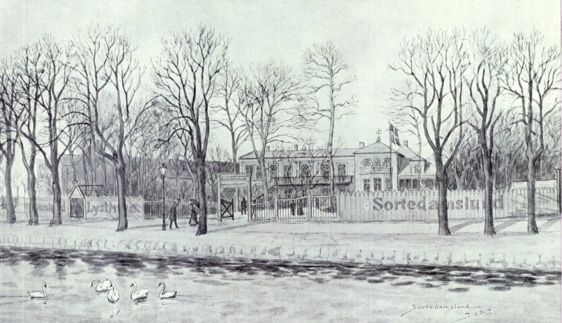 1890 Etablissementet Sortedamslund var i en årrække samlingssted for 1866s sammenkomster. Sortedamslund var beliggende, hvor Fredens kirke ligger i dag.
