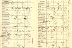 1927 Elev på Yelva Søeborgs Skole Erling Riis’ karakterbog fra 1927. Den vidner om datidens omfattende karaktergivning, også i fag der er ukendte i dag.